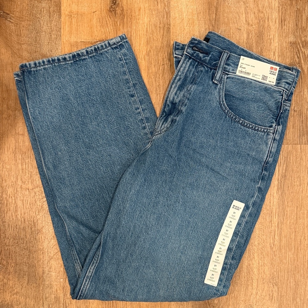 Uniqlo Men's Classic Blue Wide Straight Jeans